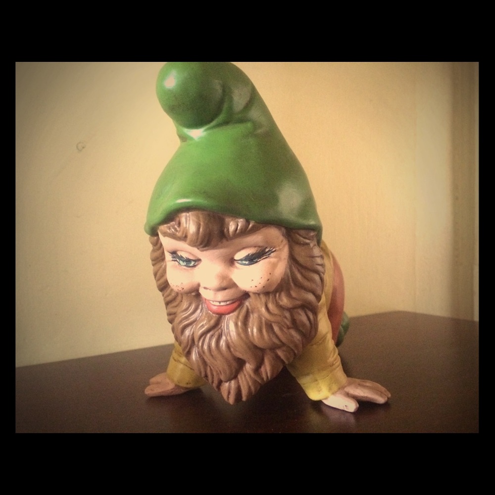 Vintage Good Luck Gnome Ceramic Hand Painted
